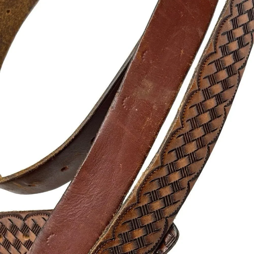 Set of 2 Genuine‎ Leather Western Belts Brown Size 48